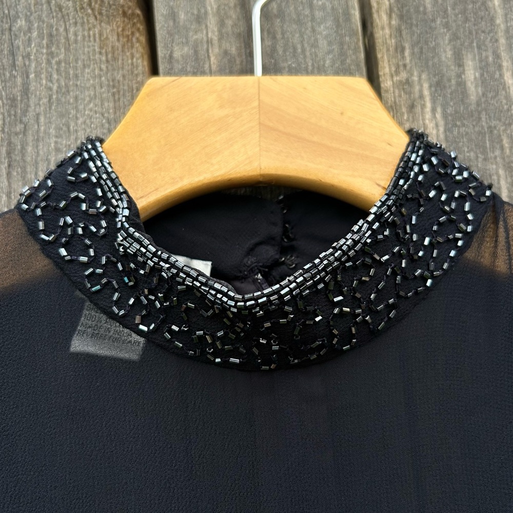 Vintage Y2K Jkara Beaded Sheer Blouse Top Polyester Black 8 - Picture 3 of 16